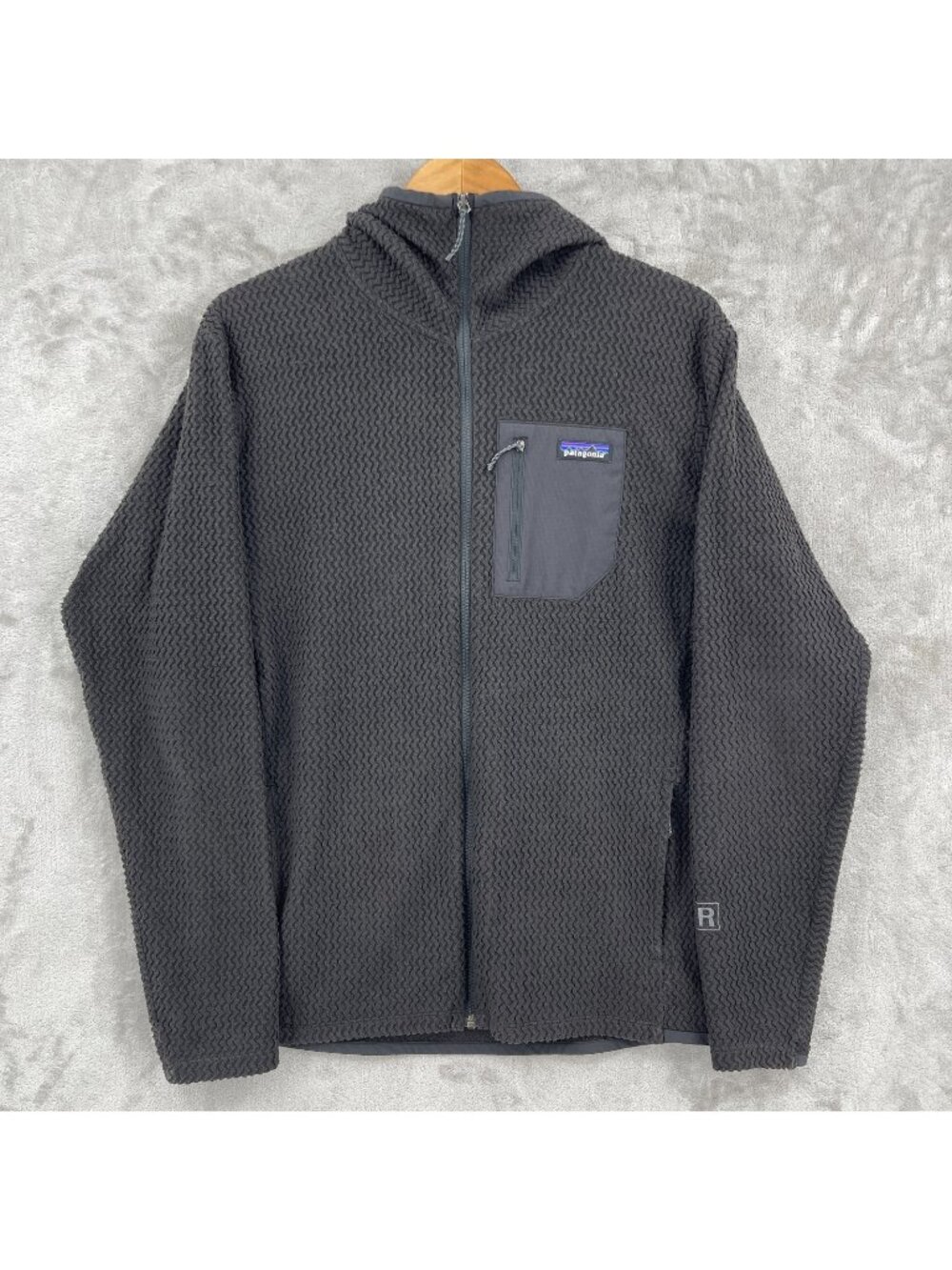 Patagonia R1 Air Full Zip Hoody Black Moisture Wicking Layer Quick Dry